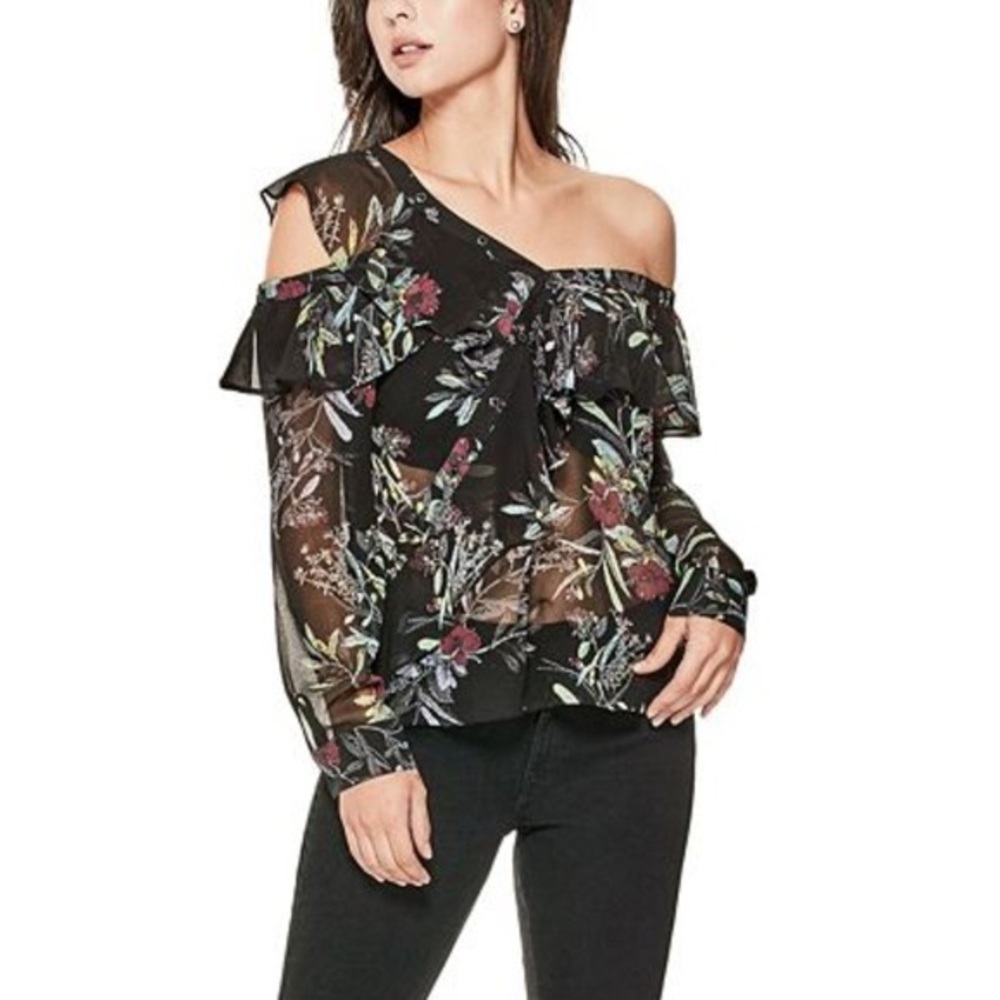 NWT GUESS LS Winslow One Shoulder Top